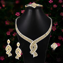 Earrings & Necklace Blachette High Quality Rings Bracelets Jewellery Full Cubic Zirconia Dubai Bridal Jewelry Set