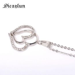 Pendant Necklaces DICAYLUN Double Heart Necklace Stainless Steel 2 Two Hearts Women Zircon Jewellery For Lover Couples Fashion Gift
