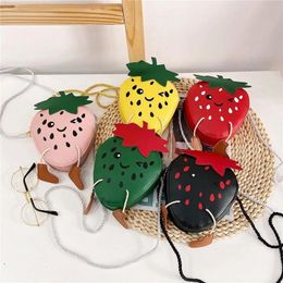 Fashion Children Crossbody Bag Leather Cute Strawberry Kids Mini Shoulder Bags Baby Girl Coin Purse Princess Accessories