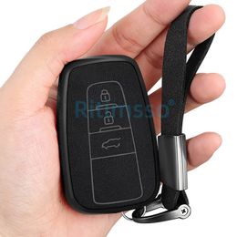 New Plastic+Leather Car Key Case Cover Shell For CHR C-HR Prado Prius Camry Corolla RAV4 2017 2018 2019 Accessories