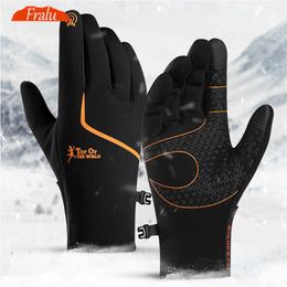 Cycling Winter Gloves For Men Touch Screen Warm Gloves Outdoor Anti-slip Waterproof Wear-resistant Night Reflective Work Gloves H1022