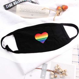 Rainbow Heart Masks Reusable Dust Mask Rainbow Bar Fashion Mask Cotton Disposable Reusable Mouth Masks Free DHL DAP49