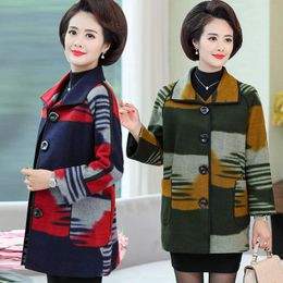 Women's Wool & Blends Texture Pattern Fashion Women Woolen Jacket Autumn Winter Coats Casual Loose Plus Size Outwear Casaco Feminino F2461
