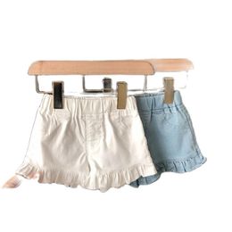 Girls denim shorts all-match stretch pants female baby can open crotch P4243 210723