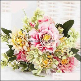 Decorative Festive Supplies Gardendecorative Flowers & Wreaths Colours Of Artificial Imitation Parland Dahlia Wedding Home Wall Decorate Diy