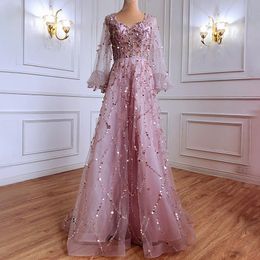 Sparkle Sequined Long Evening Gowns Prom Dresses Deep V Neck prom dress Long Cheap Pageant Special Occasion Dress Floor Length Arabic Quinceanera Dress