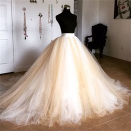 Puffy Tulle Ball Gowns Beige Floor Length Tutu Skirt For Bridal Underskirt Custom Made Long Tulle Skirt Zipper Custom Made 210310