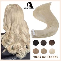 Full Shine In 100% Remy Human Hair Invisible Straight Double Sided Blonde Comfortable Silky Natural Tape ins For Women