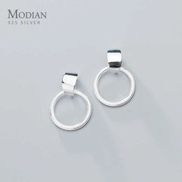 Minimalism Geometric Circle Dangle Earring for Women 925 Sterling Silver C-Shape Drop Fine Jewellery Design 210707