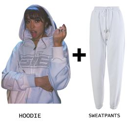 Women's Two Piece Pants Set Casual Rhinestone Tracksuit Y2k Winter 2021 Sets Oversized Hooded Long Sleeve Hoodie Sport Lady Suit