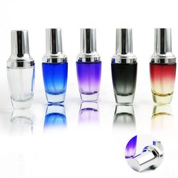 10 x 30ML Portable Clear Purple Red Black Blue Glass Perfume Bottle With Lotion Pump Spray Refillable Fragrance