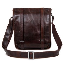 Nice Leather retro men's one shoulder briefcase soft zipper pocket adjustable shoulder strap square stereo briefcase computer case