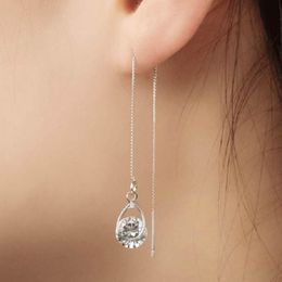 Luxury Women Dangle Earrings Bar Long Thread Tassel Chains Water Droplets Earring Wedding Anniversary Birthday Gift For Girl Jewellery