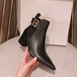 Luxurious Brand Womens Boots Autumn High Heel 6CM Paris Ankle Booties Knight Cow Leather Martin Winter Shoes Ship By Fedex Size 35-41