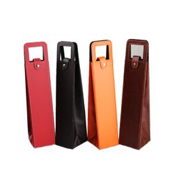 PU Leather wine or champagne bottle gift bags tote travel bag leather single wine bottle carrier bag Case Organizer gift wrap DH8347