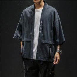 Ethnic Clothing Embroidery Haori Cotton Coats Harajuku Japanese Style Cardigan Men Samurai Kimono Robes Yukata Asian Clothes Women Jackets