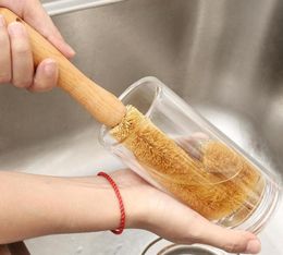 Coconut Palm Cup Brush Pot Brush Glass Decontamination Cleaning Brushs Long Handle Bottle Brush Non-stick Skille Wholesale