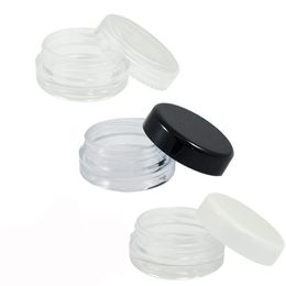 High Quality empty Plastic Container Jars Round Black Screw Cap Lid With Clear Base Cosmetic Cream Pot Makeup Eye Shadow Nails Powder