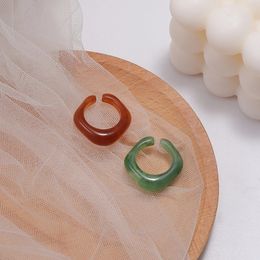 2021 Multicolor Acrylic Vintage Irregular Marble Pattern Ring Resin Tortoise Opening Rings For Women Girls Jewellery