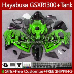Bodys For SUZUKI GSX-R1300 Hayabusa GSXR-1300 GSXR 1300 CC 96-07 74No.203 1300CC Green flames GSXR1300 96 1996 1997 1998 1999 2000 2001 GSX R1300 02 03 04 05 06 07 Fairing
