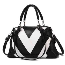 HBP Non-Brand Large capacity hand soft leather Colour contrast versatile women's shoulder bag fashion 3 sport.0018