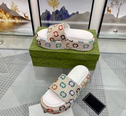 High Luxury Slides Designer shoes Sandals Lady women slippers with Correct Flowers printing leather original box dust bag 35-43