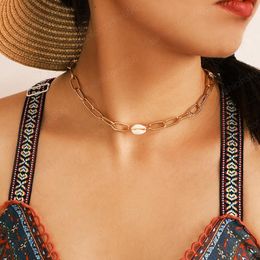 New Fashion Shell Necklace Choker Necklace Short Gold Chain Beach Chain Women Necklace Jewelry Girlfriend Gift