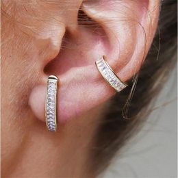 2Pcs Trend Transparent Rhinestone Stud Earrings Set For Women Small Circle Stackable Earcuffs Clip on Earrings Cartilage Jewellery