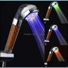 Bathroom Aessories Bath Home & Gardeth Aessory Set Led Adjustable Jetting Head High Pressure Saving Water Room Anion Philtre Shower Spa Nozzl