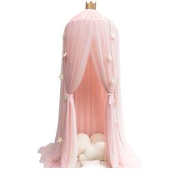 7 Colours Hanging Kids Baby Bedding Dome Bed Canopy Cotton Mosquito Net Bedcover Curtain For Baby Kids Reading Playing Home Decor 210316