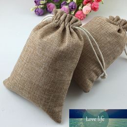 20*30cm 100pcs Vintage Style handmade Jute Sacks Drawstring gift bags for jewelry/wedding/christmas Packaging Linen pouch Bags