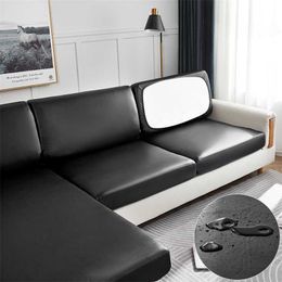 PU Leather Sofa Seat Cushion Cover Waterproof Anti-dirty Slipcover Seat Protector Corner L-shaped Sofa Cover 211102