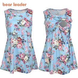 Bear Leader Postpartum Women Summer Breast-feeding Vests Fashion Maternity Flowers Print Tops Clothes Casual T-Shirts 210708