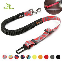 DeoDoo Premium Durable Dog Car Elastic Seat Belt Fashion Adjustable Heavy Duty Pet Dog Safety Belt for Vehicle Accessories 211006