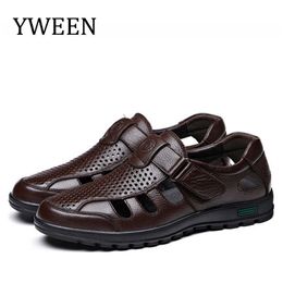 YWEEN Big Size men sandals Fashionable leather sandals Men outdoor casual shoes Breathable Fisherman Shoes men Beach shoes 210624