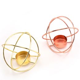 Globe Shape Metal Candle Holders Round Iron Candlestick Holder DIY Handmade Stand in Home Decoration