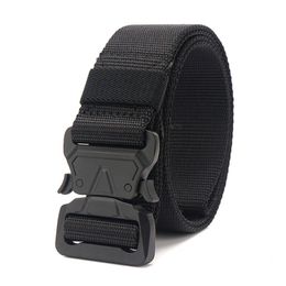 Waist Support Canvas Army Belt Men Tactical Designer Trousers Strap Long Black Metal Buckle Quick Release Nylon Sport Accessories