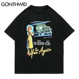 T-Shirts Men Hip Hop Casual Gothic Punk Rock Poster Print Short Sleeve Tees Cotton Harajuku Streetwear Tshirts Tops 210602