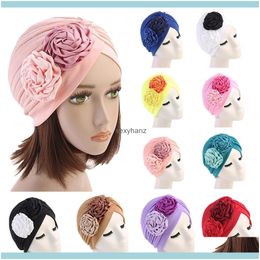 Beanie/Skl Hats Caps Hats, Scarves & Gloves Women Hat Muslim Flower Ruffle Cancer Chemo Beanie Scarf Turban Wrap Cap Hair Loss Sklies Headwe