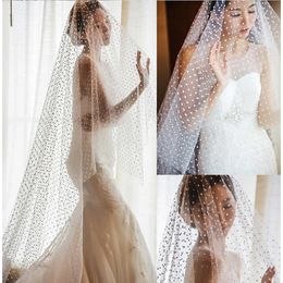 3M Length Dots Tulle Wedding Veil Tulle 1T White Bridal Veil Elegant Bride Veil Ivory Bridal Party Veils Without Comb X0726