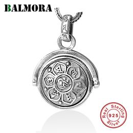 silver spinner necklace Australia - BALMORA 925 Sterling Silver Buddhism Spinner Rotating Charm Pendants&Necklace for Men Women Fashion Six Words' Sutra Jewelry 0213