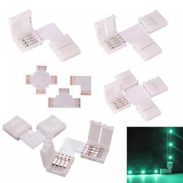 Strips LED Connector For 2835 3528 RGB Strip L-shaped 4-pin 10mm To 4-conductor Right-angle Corner Quick SplitterLED StripsLED