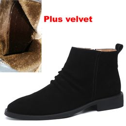 Boots Men Genuine Leather Decent Men Ankle Boots Original Male Casual Shoes British Style Winter Autumn Winter Warm Boot