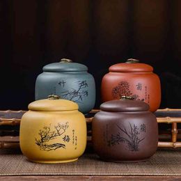 Chinese Caddies Cofee Sugar and Canister Moisture Proof Handmade Box Purple Clay Seal Caja Para Te Teaware DG50TC