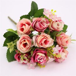 Decorative Flowers & Wreaths Artificial Roses Wedding Decoration Home Furnishing Living Room Silk Flower Hand Bouquet