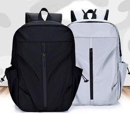 DHL50pcs Fashion Men Nylon Plain Large Capacity Square School bags Black Grey Zipper Computer Backpack Bag Outdoor