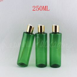 250ML Green Flat Shoulder Plastic Bottle , 250CC Empty Cosmetic Container Shampoo / Lotion Packaging ( 25 PC/Lot )high qty