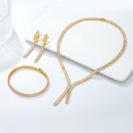 Earrings & Necklace 4 Pcs Wedding Jewelry Set Gold Plated Dubai African Chokers Bracelet Fashion Bridal Jewellery Sets For Women
