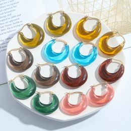 Colourful Transparent Acrylic Resin Hoop Earrings for Women Candy Colour Geometric Circle C-Shaped Earrings Jewellery