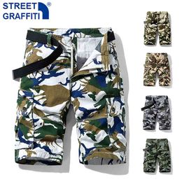 Men Summer Tactical Cotton Cargo Shorts Streetwear Pockets Casual Fashion Loose Camouflage shorts 28-38 210716